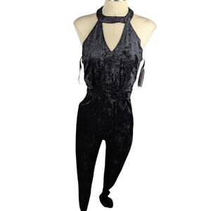 The Edit Womens Juniors Banded Bottom Choker Velvet Jumpsuit Size 7